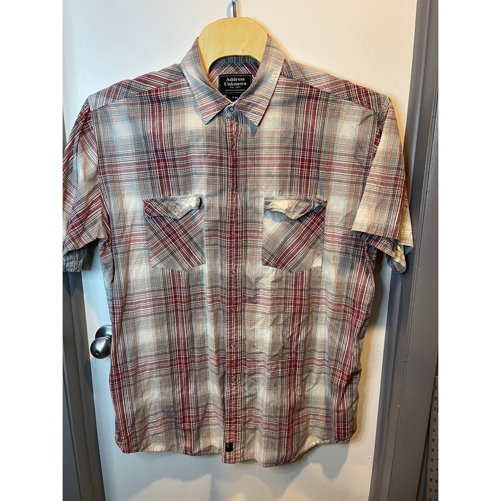 Address Unknown Mens Snap Button Down Size 2XL RN# 58805 Gray